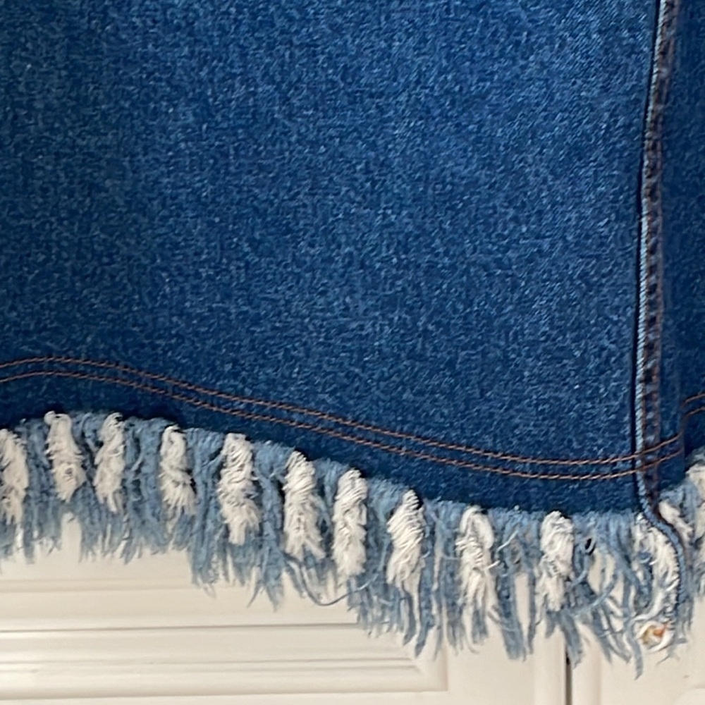 Denim Blue Frayed Hem Skirt - Picture 5 of 16